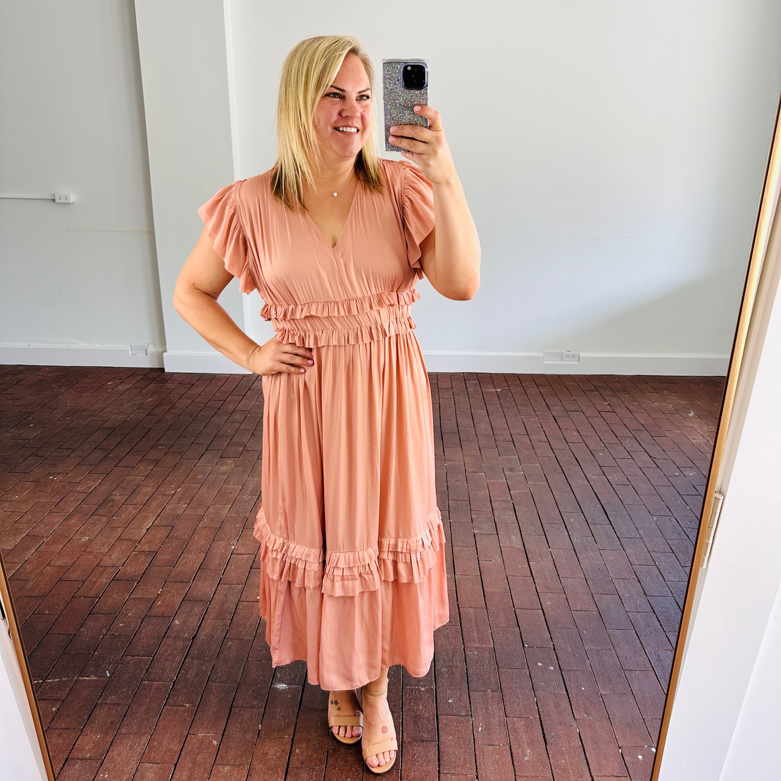 Sarah Ruffled Midi Dress